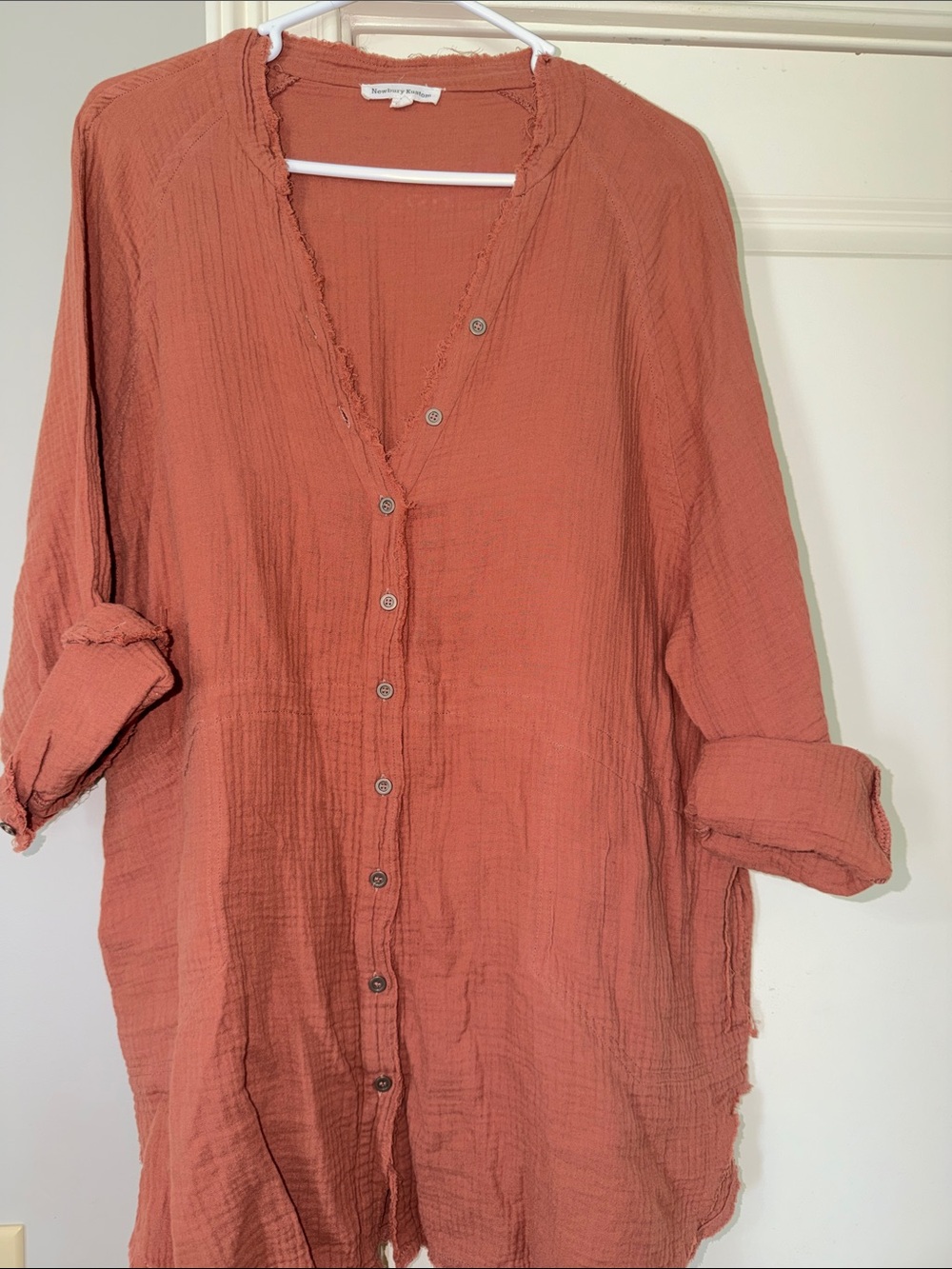 Newbury Kustom Brick Orange Button-Front Gauze Tunic
